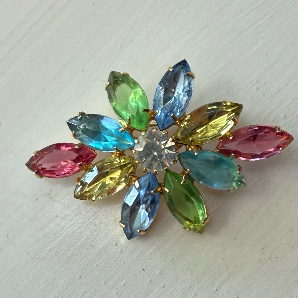 QVC Vibrant Jewel-Toned Floral Brooch